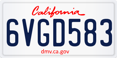 CA license plate 6VGD583