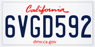 CA license plate 6VGD592