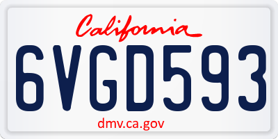 CA license plate 6VGD593