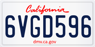 CA license plate 6VGD596