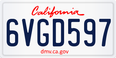 CA license plate 6VGD597