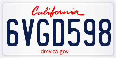 CA license plate 6VGD598