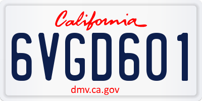 CA license plate 6VGD601