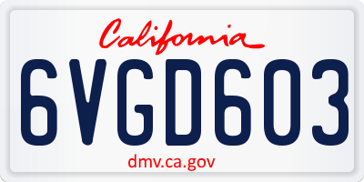 CA license plate 6VGD603