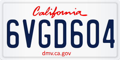 CA license plate 6VGD604