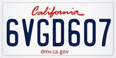 CA license plate 6VGD607