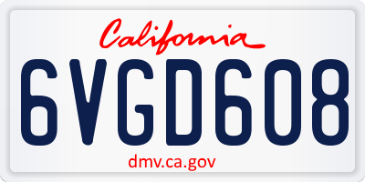 CA license plate 6VGD608