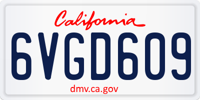 CA license plate 6VGD609