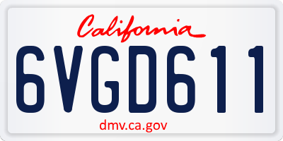 CA license plate 6VGD611