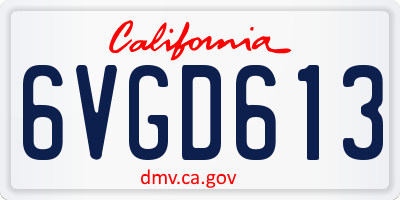 CA license plate 6VGD613