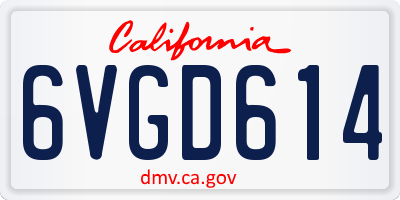 CA license plate 6VGD614