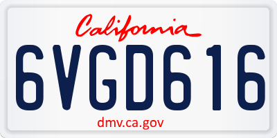 CA license plate 6VGD616