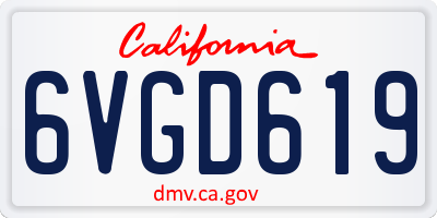 CA license plate 6VGD619