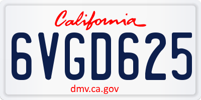 CA license plate 6VGD625