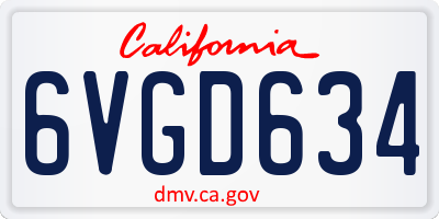 CA license plate 6VGD634