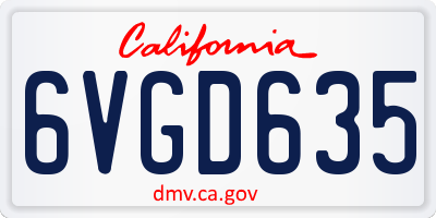 CA license plate 6VGD635
