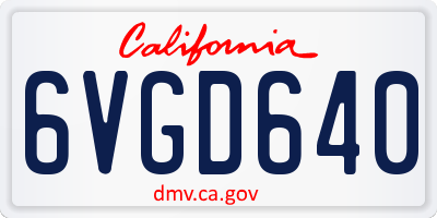 CA license plate 6VGD640