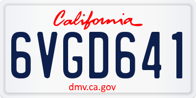 CA license plate 6VGD641