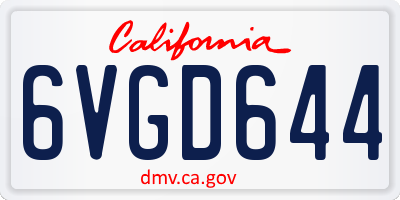 CA license plate 6VGD644