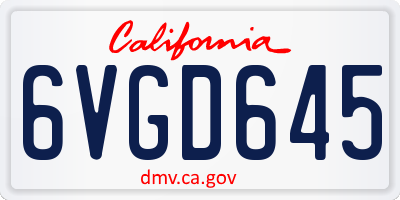 CA license plate 6VGD645