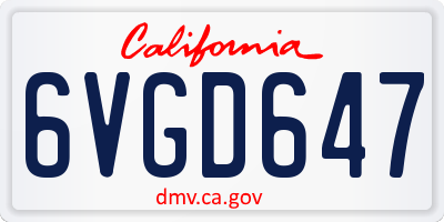 CA license plate 6VGD647
