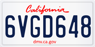 CA license plate 6VGD648