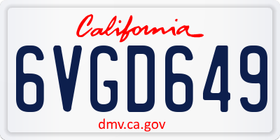 CA license plate 6VGD649