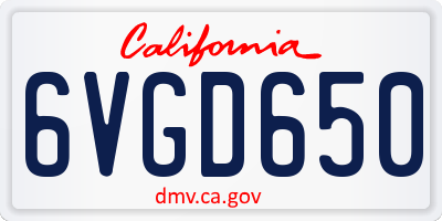 CA license plate 6VGD650