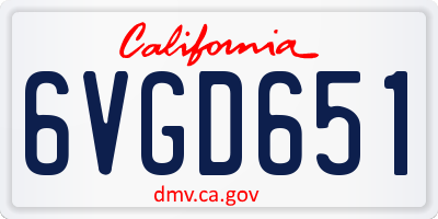 CA license plate 6VGD651