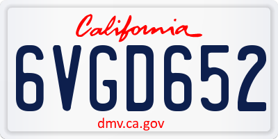 CA license plate 6VGD652
