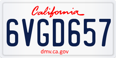 CA license plate 6VGD657