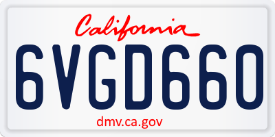 CA license plate 6VGD660