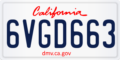 CA license plate 6VGD663