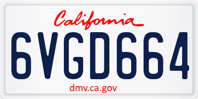 CA license plate 6VGD664