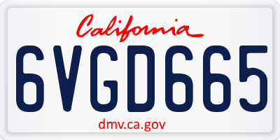 CA license plate 6VGD665