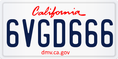 CA license plate 6VGD666