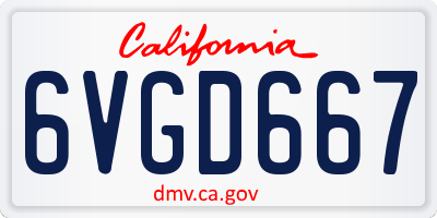 CA license plate 6VGD667