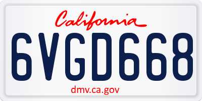 CA license plate 6VGD668