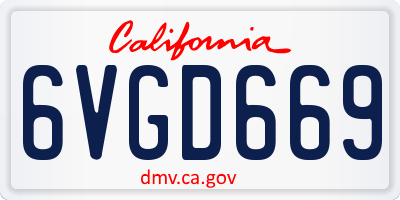 CA license plate 6VGD669