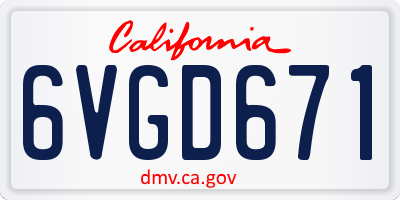 CA license plate 6VGD671