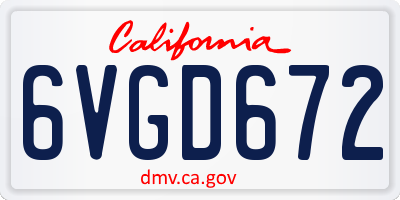 CA license plate 6VGD672