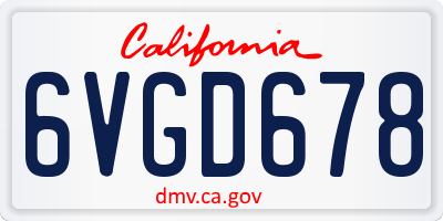 CA license plate 6VGD678