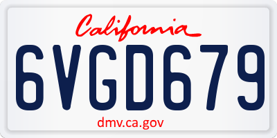 CA license plate 6VGD679
