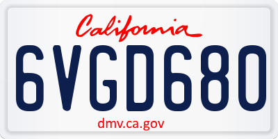 CA license plate 6VGD680