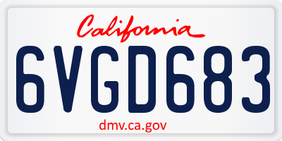CA license plate 6VGD683