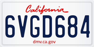 CA license plate 6VGD684