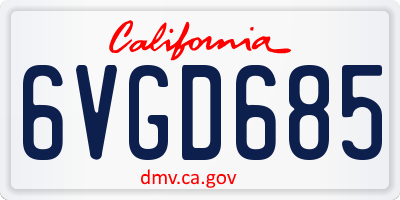 CA license plate 6VGD685