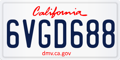 CA license plate 6VGD688