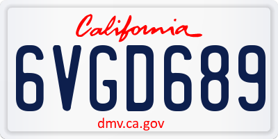 CA license plate 6VGD689