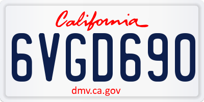 CA license plate 6VGD690
